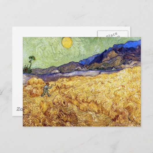 Carte Postale Vincent Van Gogh - Champ de blé avec faucheuse et  (Devant / Derrière)