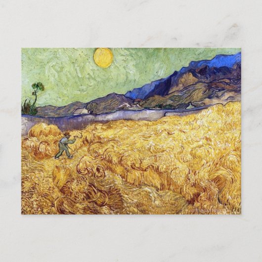 Carte Postale Vincent Van Gogh - Champ de blé avec faucheuse et  (Devant)
