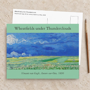 Carte Postale Vincent van Gogh - Champs de blé sous des nuages o