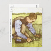 Carte Postale Vincent van Gogh - Garçon coupant l'herbe avec la  (Devant / Derrière)
