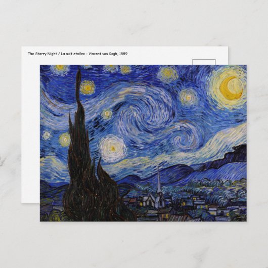 Carte Postale Vincent Van Gogh - La nuit étoilée (Devant / Derrière)