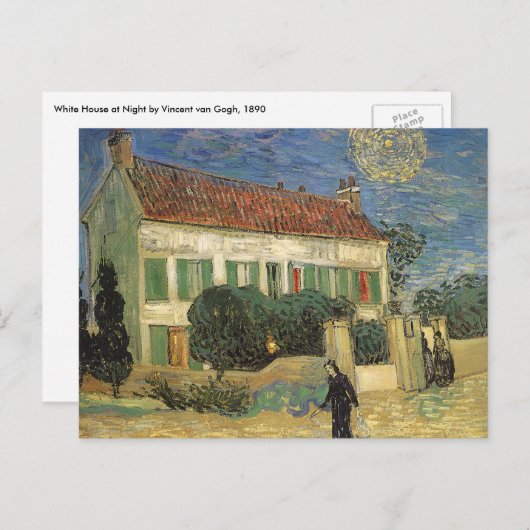 Carte Postale Vincent van Gogh - Maison Blanche à la nuit (Devant / Derrière)