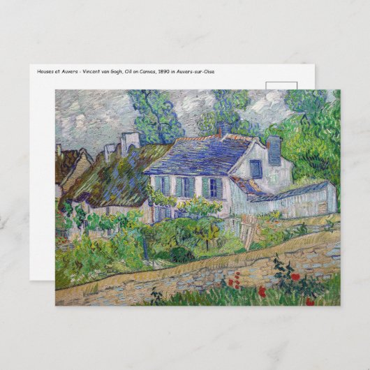 Carte Postale Vincent van Gogh - Maisons à Auvers (Devant / Derrière)