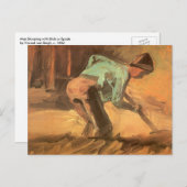 Carte Postale Vincent van Gogh - Man Stooping w Stick ou Spade (Devant / Derrière)