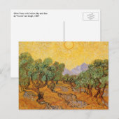 Carte Postale Vincent van Gogh - Oliviers, Ciel Jaune et Soleil (Devant / Derrière)