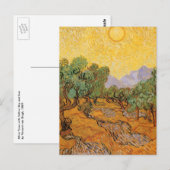 Carte Postale Vincent van Gogh - Oliviers, Ciel Jaune et Soleil (Devant / Derrière)