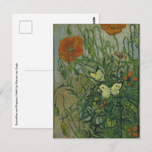 Carte Postale Vincent van Gogh - Papillons et Coquelicots