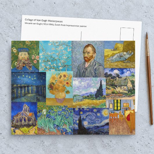 Carte Postale Vincent Van Gogh - Patchwork de chefs-d'œuvre