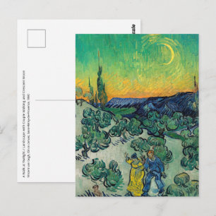 Carte Postale Vincent van Gogh - Paysage au clair de lune avec c