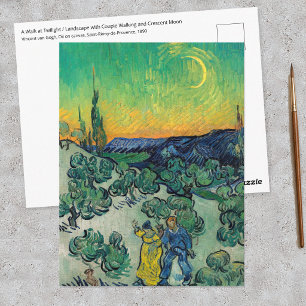Carte Postale Vincent van Gogh - Paysage au clair de lune avec c