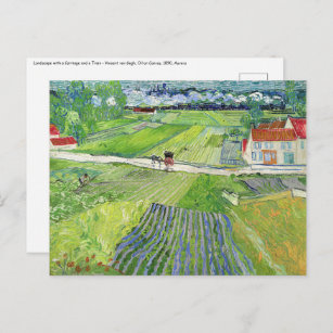 Carte Postale Vincent van Gogh - Paysage avec transport et train
