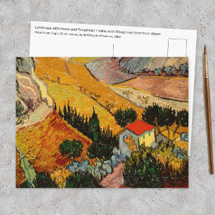 Carte Postale Vincent van Gogh - Paysage, Maison et Laboureur