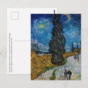 Carte Postale Vincent van Gogh - Route avec cyprès et étoile