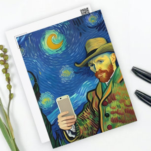 Carte Postale Vincent Van Gogh Starry Selfie Nuit Par Ricaso