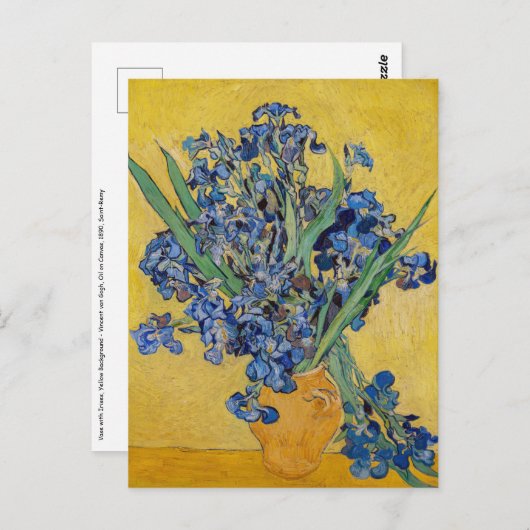 Carte Postale Vincent van Gogh - Vase avec iris (Devant / Derrière)
