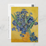 Carte Postale Vincent van Gogh - Vase avec Irises<br><div class="desc">Vase avec Irises,  Arrière - plan jaune - Vincent van Gogh,  Huile sur toile,  1890,  Saint-Rémy</div>