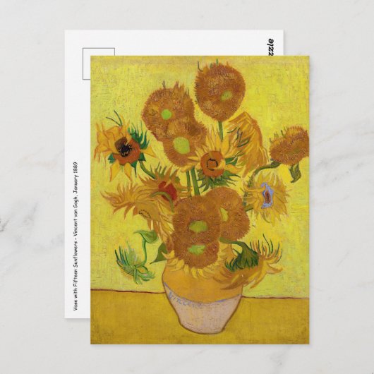 Carte Postale Vincent van Gogh - Vase avec quinze tournesols (Devant / Derrière)