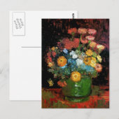 Carte Postale Vincent Van Gogh - Vase Avec Zinnias Art (Devant / Derrière)