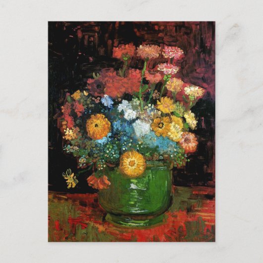 Carte Postale Vincent Van Gogh - Vase Avec Zinnias Art (Devant)