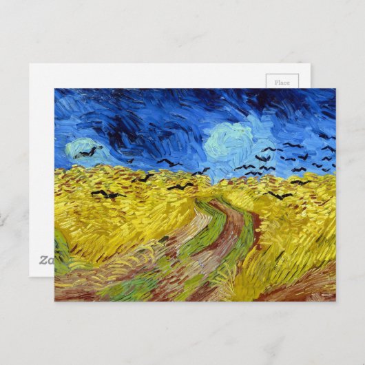 Carte Postale Vincent van Gogh Wheatfield avec des corbeaux (Devant / Derrière)