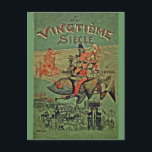 Carte Postale Vingtieme Siecle Retro Steampunk<br><div class="desc">OEuvre d'Albert Robida à la couverture d'un livre d'antiquités représentant des personnes circulant sur des appareils volants.</div>