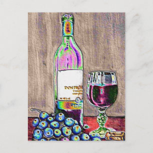 Carte Postale Vins et raisins impressionnistes
