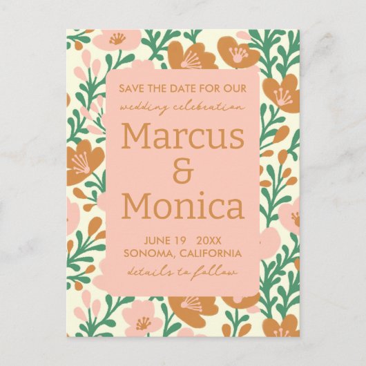 Carte Postale Vins fleurs sauvages Rose Vert personnalisé Enregi (Devant)