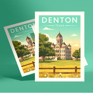 Carte Postale Vintae Denton Texas