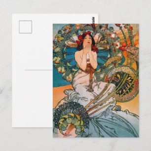 Carte Postale Vintage 1897 Élégante Motif de fleurs de dame et d