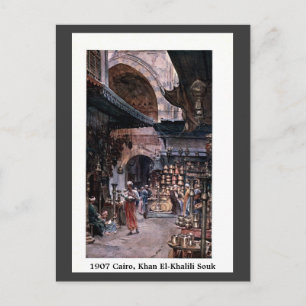Carte Postale Vintage 1900 Caire Égypte Khan El-Khalili Souk