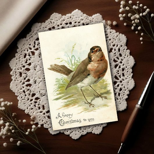 Carte Postale Vintage 1908 Robin Bird Christmas Greeting