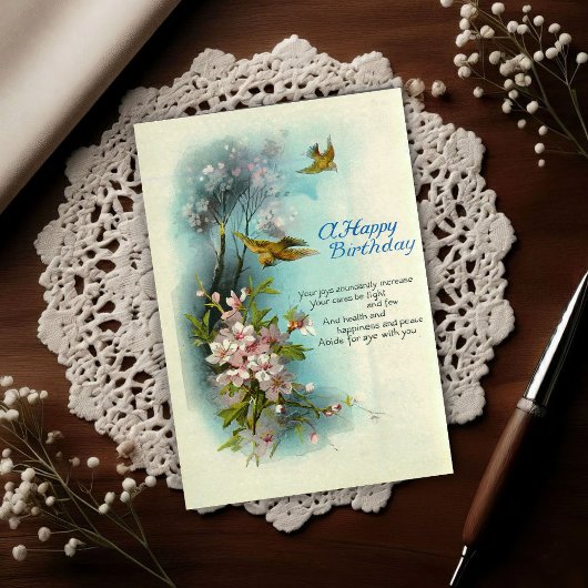 Carte Postale Vintage 1920 Art de Fleur d'Anniversaire 