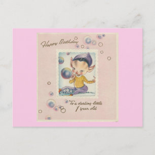 Carte Postale Vintage "1 An old" Joyeux elfe d'anniversaire