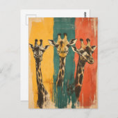 Carte Postale Vintage 3 girafes (Devant / Derrière)