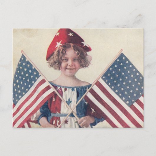 Carte Postale Vintage 4 juillet Little Lady Liberty (Devant)
