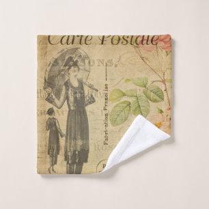 Carte postale Vintage à fleurs française de mode