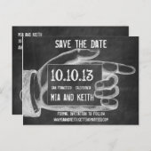 Carte postale vintage à l'ardoise avec doigt point (Devant / Derrière)