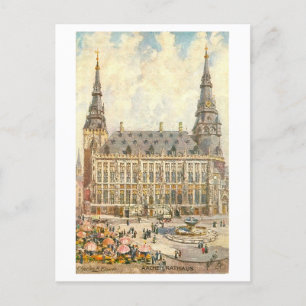 Carte Postale Vintage Aachen Allemagne Rathaus