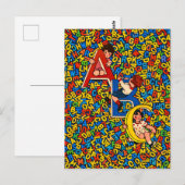 Carte Postale Vintage ABC Children’s Alphabet Illustration (Devant / Derrière)