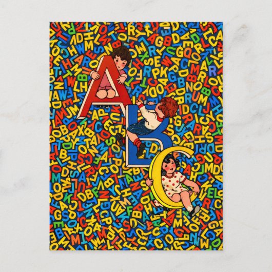 Carte Postale Vintage ABC Children’s Alphabet Illustration (Devant)