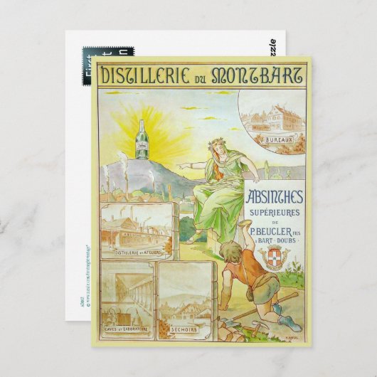 Carte Postale Vintage Absinthes Supérieures (Devant / Derrière)