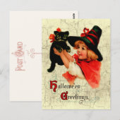 Carte postale vintage adorable Little Witch (Devant / Derrière)