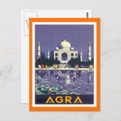 Carte Postale Vintage Agra Taj Mahal Inde (Devant / Derrière)