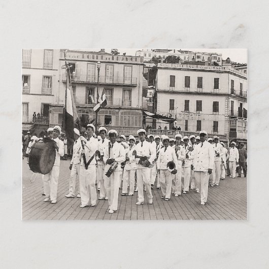 Carte Postale Vintage Algérie Philippeville band, années 1930 (Devant)