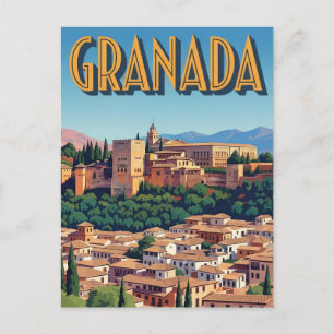 Carte Postale Vintage Alhambra Grenade Espagne Voyage