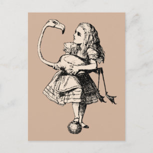 Carte Postale Vintage Alice au Flamant rose Wonderland