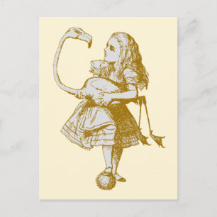 Carte Postale Vintage Alice au Flamant rose Wonderland