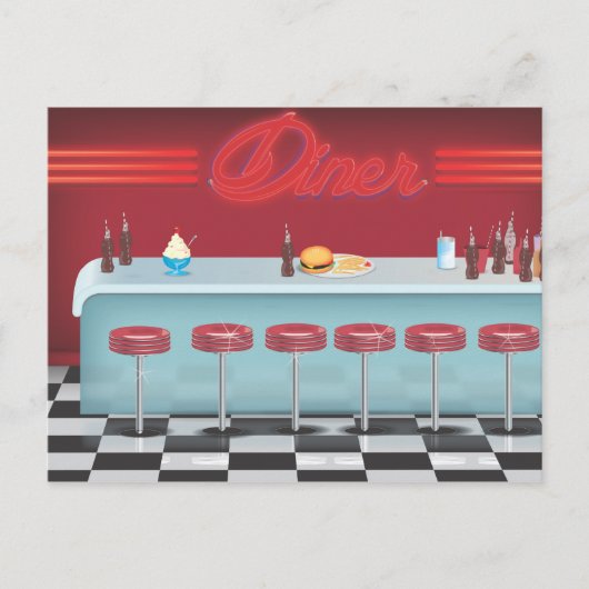 Carte Postale Vintage All American Diner (Devant)