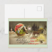 Carte postale vintage allemande du Nouvel An avec  (Devant / Derrière)