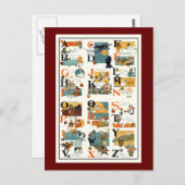 Carte Postale Vintage Alphabet Chart ABC Teaching venin (Devant / Derrière)